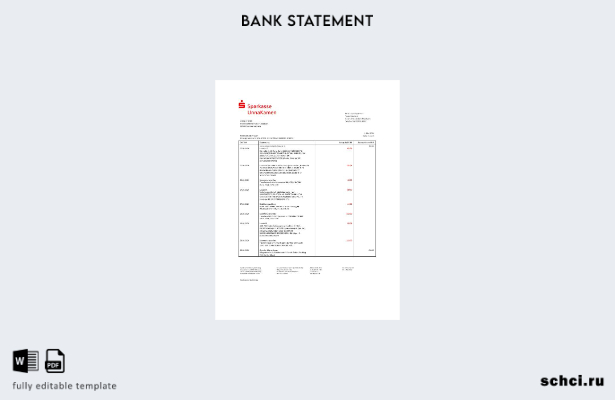 цифровая загрузка шаблон слова банковской выписки Sparkasse UnnaKamen в Германии